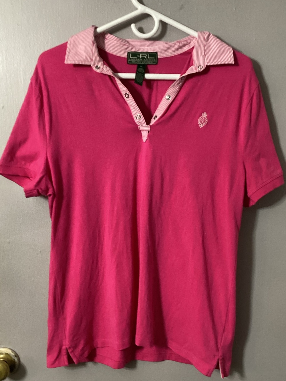 Ralph Lauren Pink Polo with Striped Collar